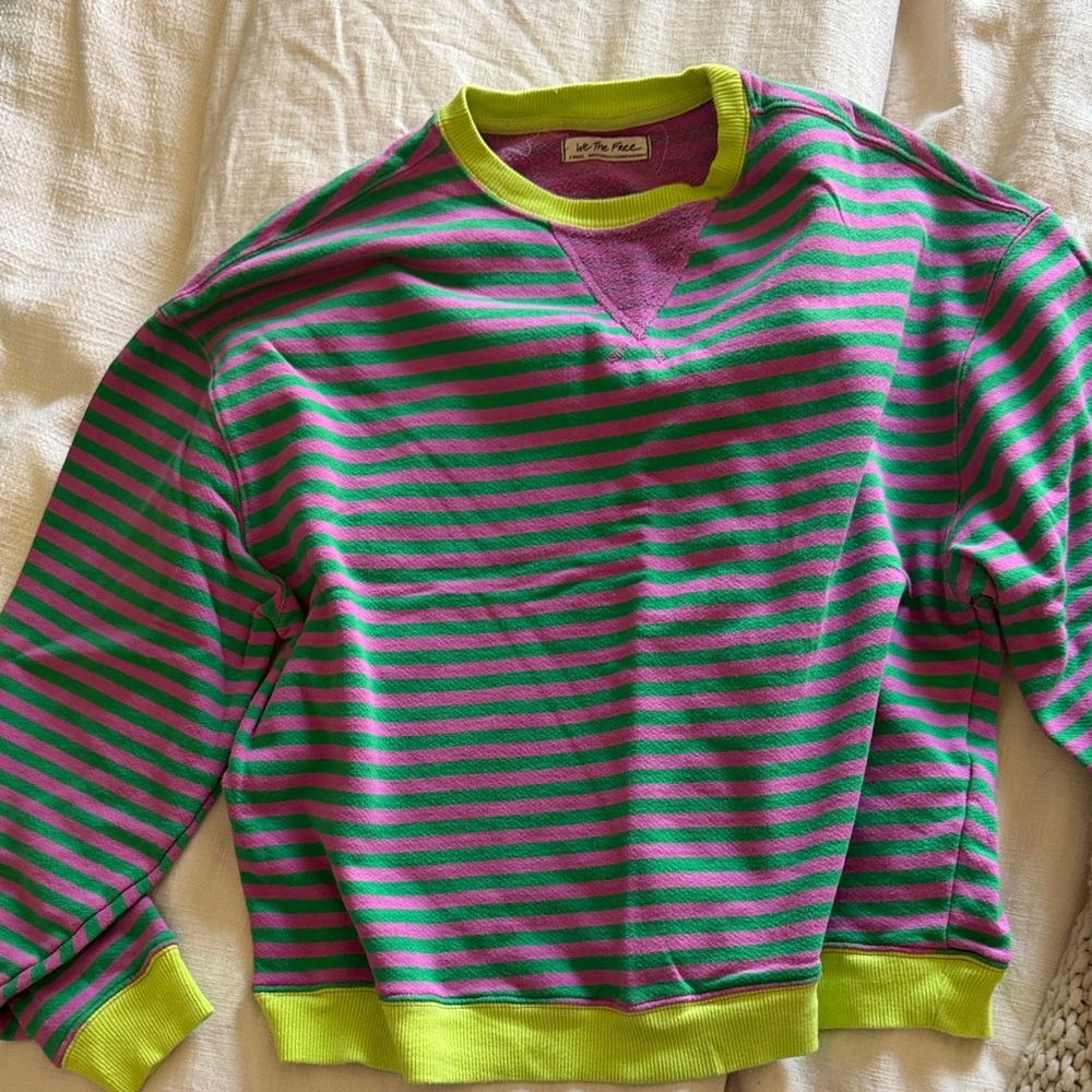 Free People Striped Crewneck